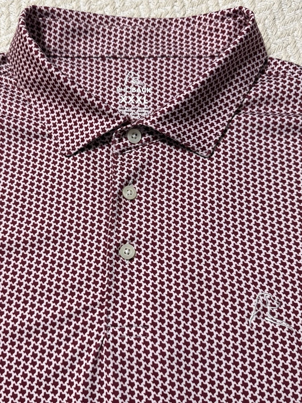 Rhoback The Don't Mess White Maroon Texas Print Performance Polo 3XL